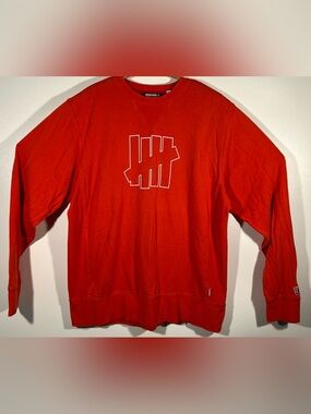 Undefeated UNDFTD U And D 5 STRIKE Crewneck Pullover Streetwear Orange Size XL